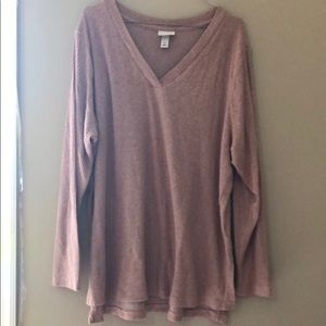 Ava & Viv long sleeve pink v neck sweater size 2x